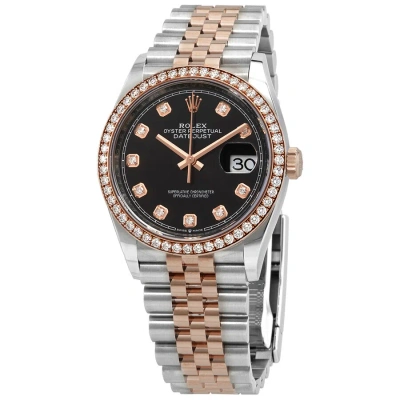 Rolex Datejust 36 Black Diamond Dial Automatic Men's Steel And 18k Everose Gold Jubilee Watch 126281