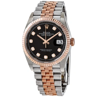 Rolex Datejust 36 Black Diamond Dial Automatic Men's Steel And 18kt Everose Gold Jubilee Watch 12623