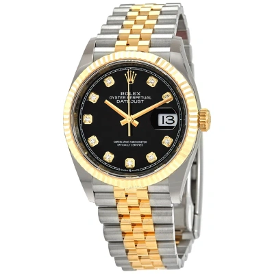 Rolex Datejust 36 Black Diamond Dial Men's Stainless Steel And 18kt Yellow Gold Jubilee Watch 126233