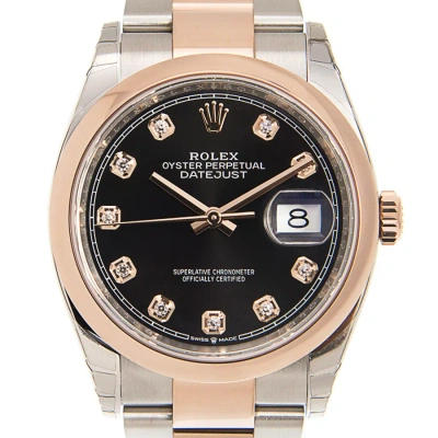 Rolex Datejust 36 Black Diamond Dial Men's Steel And 18k Everose Gold Oyster Watch 126201bkdo