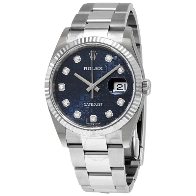 Rolex Datejust 36 Blue Jubilee Diamond Dial Ladies Oyster Watch 126234bljdo In Metallic