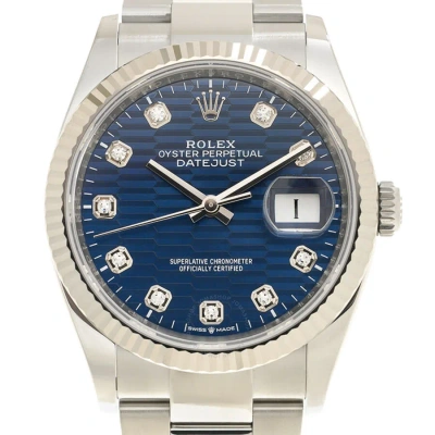 Rolex Datejust 36 Bright Blue Fluted-motif Diamond Dial Automatic Men's Oyster Watch M126234-0058