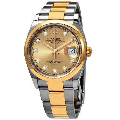 Rolex Datejust 36 Champagne Diamond Dial Men's Steel And 18k Yellow Gold Oyster Watch 126203cdo In Champagne / Gold / Yellow