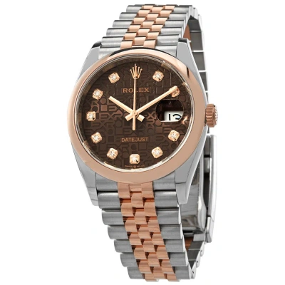 Rolex Datejust 36 Chocolate Jubilee Diamond Dial Men's Steel And 18k Everose Gold Jubilee Watch 1262