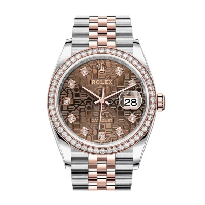 Rolex Datejust 36 Chocolate Jubilee Diamond Dial Men's Steel And 18k Everose Gold Jubilee Watch 1262 In Metallic