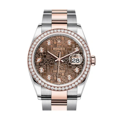 Rolex Datejust 36 Chocolate Jubilee Diamond Dial Men's Steel And 18k Everose Gold Oyster Watch 12628