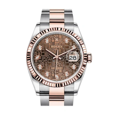 Rolex Datejust 36 Chocolate Jubilee Diamond Dial Men's Steel And 18kt Everose Gold Oyster Watch 1262 In Gray