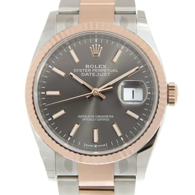 Rolex Datejust 36 Dark Rhodium Dial Automatic Men's Steel And 18k Everose Gold Oyster Watch 126231dr In Gray