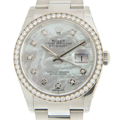 Rolex Datejust 36 Diamond Mother Of Pearl Dial Unisex Watch 126284mdo In Gray