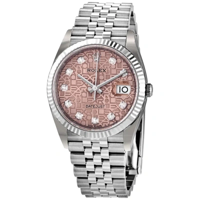 Rolex Datejust 36 Diamond Pink Jubilee Dial Ladies Watch 126234pjdj In Neutral