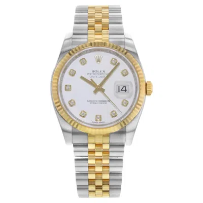 Pre-owned Rolex Datejust 36 Diamond Steel & 18k Yellow Gold Automatic Watch 116233