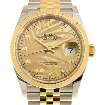 Rolex Datejust 36 Golden Palm-motif Diamond Dial Automatic Men's Steel And 18kt Yellow Gold Jubilee