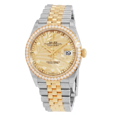 Rolex Datejust 36 Golden Palm-motif Diamond Dial Automatic Steel And 18kt Yellow Gold Jubilee Watch