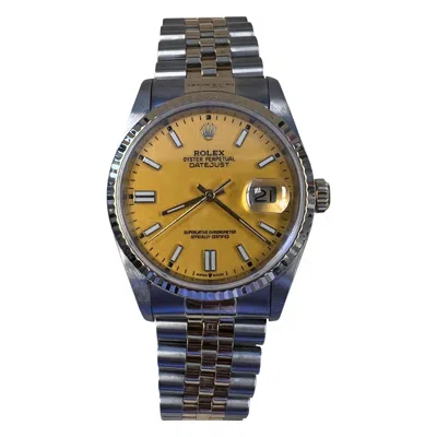 Pre-owned Rolex Datejust 36 Mint Custom Yellow Dial Box And Papers