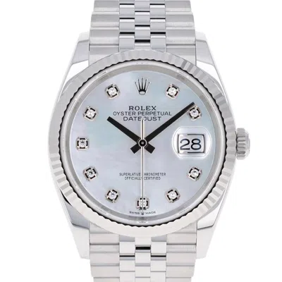 Pre-owned Rolex Datejust 36 Mm 126234 Mother Of Pearl Unworn 2024 White Mop Jubilee