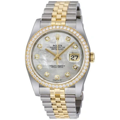 Rolex Datejust 36 Mother Of Pearl Dial Stainless Steel And 18k Yellow Gold Jubilee Bracelet Automati In Gray
