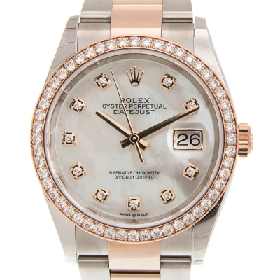 Rolex Datejust 36 Mother Of Pearl Diamond Dial Automatic Men's Steel And 18k Everose Gold Oyster Wat