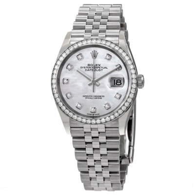 Rolex Datejust 36 Mother Of Pearl Diamond Dial Automatic Unisex Jubilee Watch 126284mdj In White