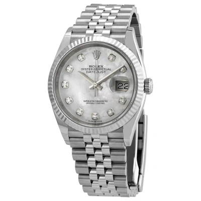 Rolex Datejust 36 Mother Of Pearl Diamond Dial Ladies Jubilee Watch 126234mdj In Metallic