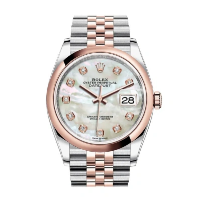 Rolex Datejust 36 Mother Of Pearl Diamond Dial Men's Steel And 18k Everose Gold Jubilee Watch 126201 In Multi