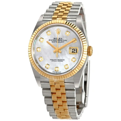 Rolex Datejust 36 Mother Of Pearl Diamond Dial Men's Watch 126233mdj In Gold