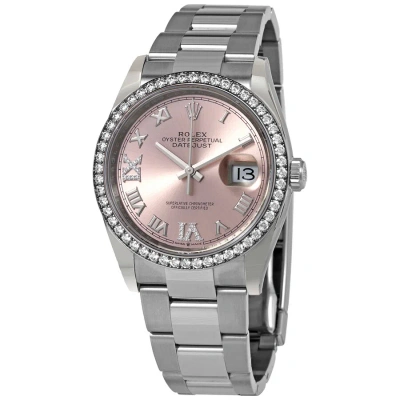 Rolex Datejust 36 Pink Diamond Dial Automatic Unisex Oyster Watch 126284prdo In Gray