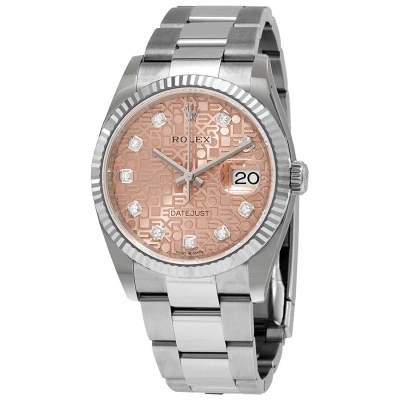 Rolex Datejust 36 Pink Jubilee Diamond Dial Automatic Men's Oyster Watch 126234pjdo In Orange