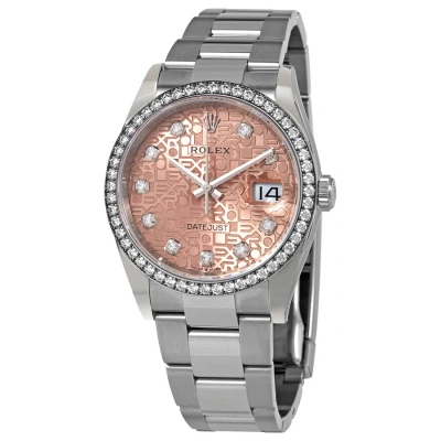 Rolex Datejust 36 Pink Jubilee Diamond Dial Automatic Unisex Oyster Watch 126284pjdo In Metallic