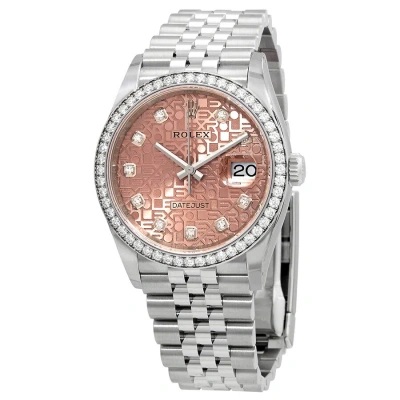 Rolex Datejust 36 Pink Jubilee Diamond Dial Automatic Unisex Watch 126284pjdj In Black