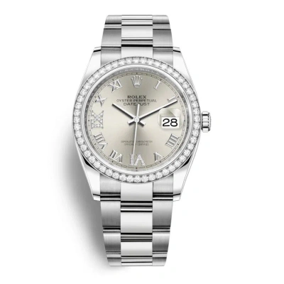 Rolex Datejust 36 Silver Diamond Dial Automatic Unisex Oyster Watch 126284srdo In Metallic