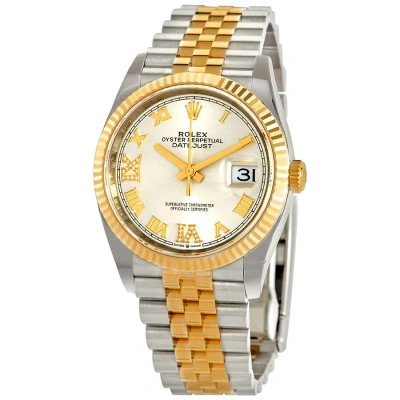 Rolex Datejust 36 Silver Diamond Dial Men's Stainless Steel And 18kt Yellow Gold  Jubilee Watch