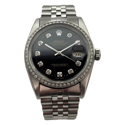 Pre-owned Rolex Datejust 36 Stainless Steel Black Diamond Dial With Custom Diamond Bezel