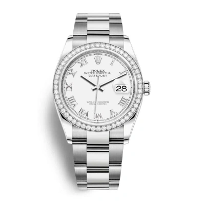 Rolex Datejust 36 White Dial Automatic Unisex Oyster Watch 126284wro In Metallic