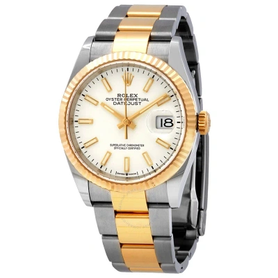 Rolex Datejust 36 White Dial Men's Stainless Steel And 18kt Yellow Gold Oyster Watch 126233wso In Metallic