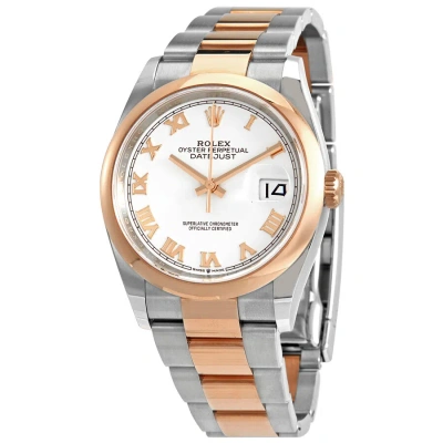Rolex Datejust 36 White Dial Men's Steel And 18k Everose Gold Oyster Watch 126201wro