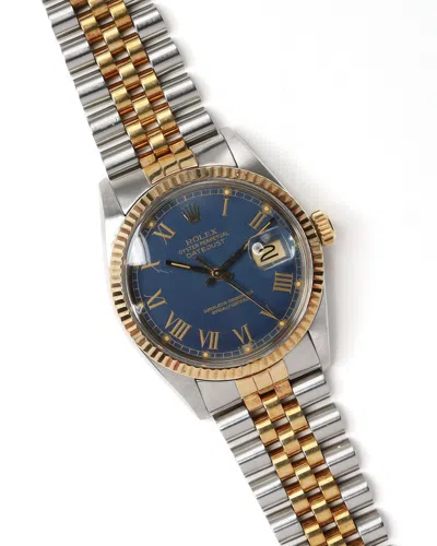 Rolex Datejust 36mm Buckley Dial 1981 Watch In Blue