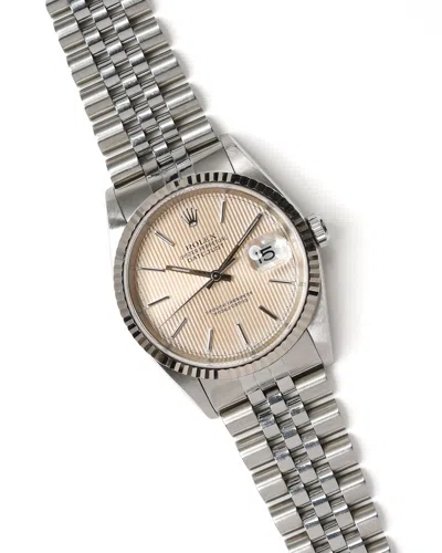 Rolex Datejust 36mm Rare Tropical Tapestry Dial 2000 Watch In Silver