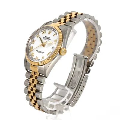 Pre-owned Rolex Datejust 36mm Steel Bag Watch () In White