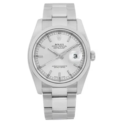 Pre-owned Rolex Datejust 36mm Steel Silver Dial Automatic Mens Watch 116200 In Multi