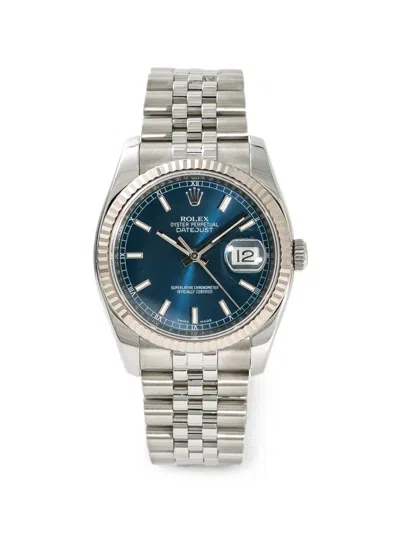 Pre-owned Rolex Datejust 36mm Watch In Blue