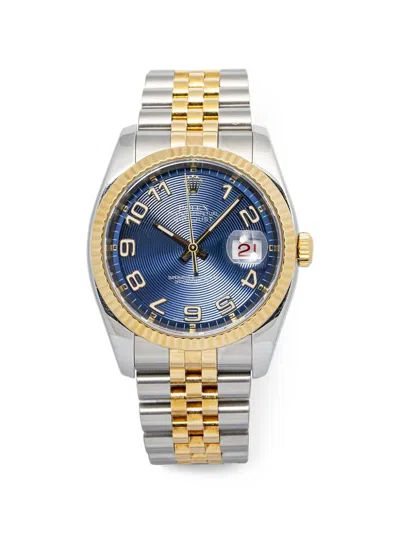 Pre-owned Rolex Datejust 36mm Watch In Blue