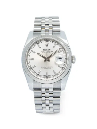 Pre-owned Rolex Datejust 36mm Watch In Silver