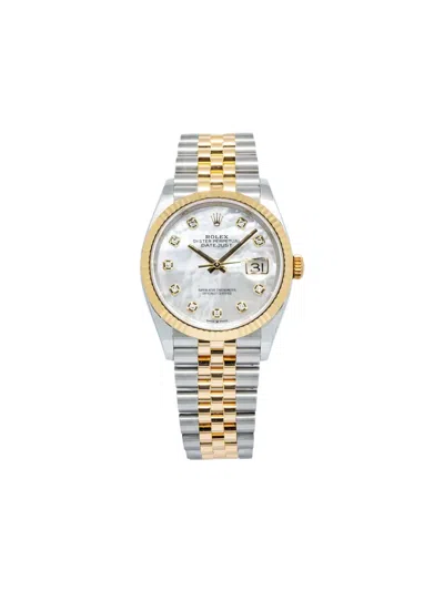 Pre-owned Rolex Datejust 36mm Watch In White