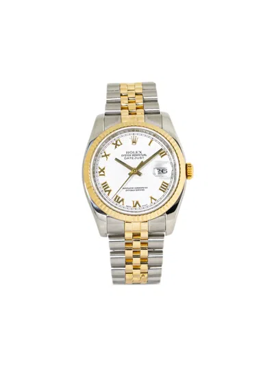 Pre-owned Rolex Datejust 36mm Watch In White