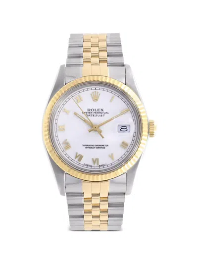 Pre-owned Rolex Datejust 36mm Watch In White