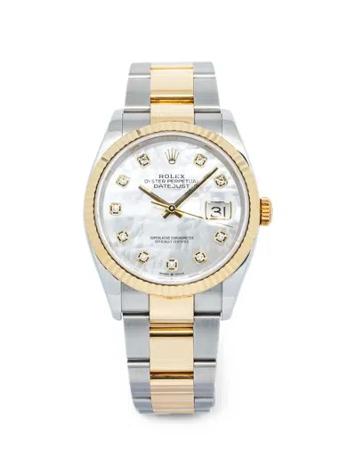 Pre-owned Rolex Datejust 36mm Watch In White