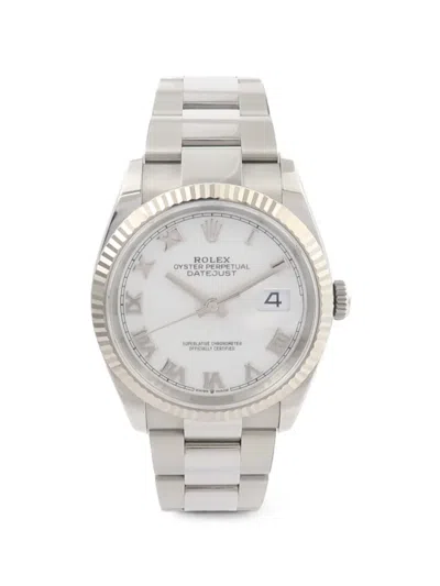 Pre-owned Rolex Datejust 36mm Watch In White