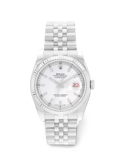 Pre-owned Rolex Datejust 36mm Watch In White