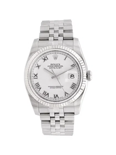 Pre-owned Rolex Datejust 36mm Watch In White