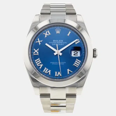 Pre-owned Rolex Datejust 41 126300 Blue Stainless Steel Automatic Men's Wristwatch 41mm